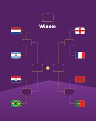 Fototapeta na wymiar Road to Finale. World Cup 2022 final Brackets. Knockout Stage. Vector illustration. 