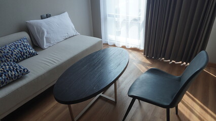 Concept idea design interior laptop, smart phone in the living room and bedroom for business background, template, poster or pamphlet