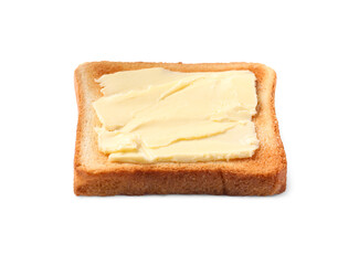 Delicious crispy toast with butter isolated on white