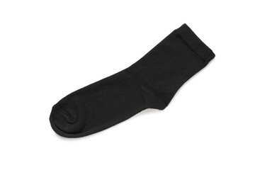 Black sock isolated on white, top view