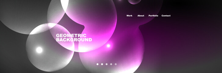 Neon glowing bubbles, circles magic energy space light concept, abstract background wallpaper design
