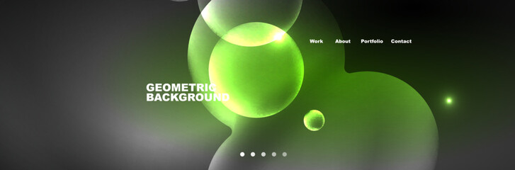 Shiny neon circles and bubbles, dark abstract background with blurred magic neon light, wallpaper design