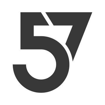 Number 57 logo vector with arrow pointing to right