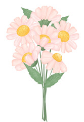 cute daisy flowers bunch watercolour cartoon 