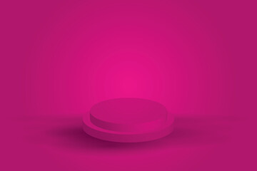 Pastel podium circle shape circle geometry pink room interior product mockup background