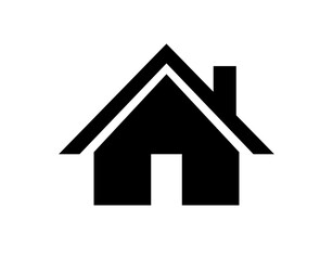Home vector icon. House design in black indicating residential housing. Web symbol isolated on white background
