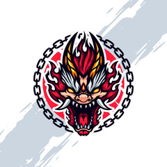 Fototapeta premium Red Head Roaring Dragon Mascot