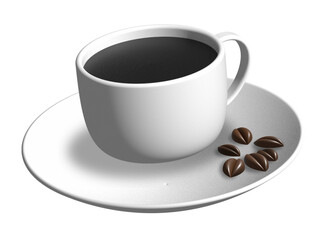 Cup of Coffee clipart | White Coffee Mug  digital art | Coffee beans illustration | Black Coffee | PNG