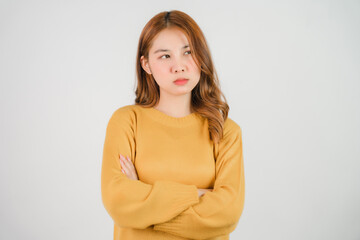 Obraz premium portrait of attractive asian woman isolated on white background