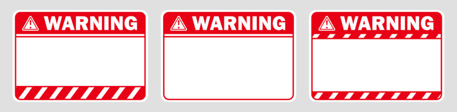 warning caution white red sign text space area message box sticker label object goods commodity