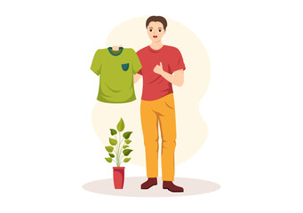 T shirt Store for Buying New Products Clothing or Outfit with Various Color and Model in Flat Cartoon Hand Drawn Templates Illustration