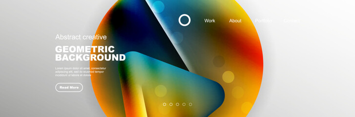 Geometric shapes composition geometric abstract background. 3D shadow effects and fluid gradients. Modern overlapping forms