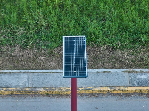 Front view, solar panel on light pole 