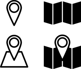 Maps Pin icon. Navigation icons set. Brochure map on white background..eps
