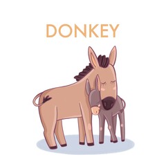 Donkey and donkey. Mom and baby.