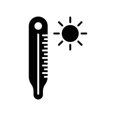 Summer thermometer icon with sun