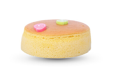 Fresh sponge cake. Chiffon biscuit on white background