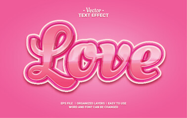 Glossy Love Editable Vector Text Effect.