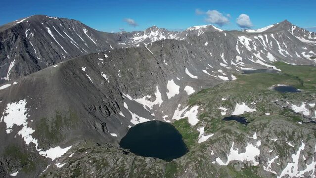 Aerial View of Mohawk Lake, Mayflower Trailhead, Breckenridge. Colorado USA. Mountain Landscape on Sunny Day