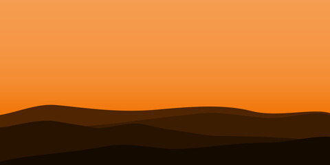 silhouette views of mountains with sunset background