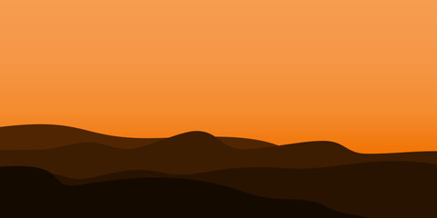 silhouette views of mountains with sunset background