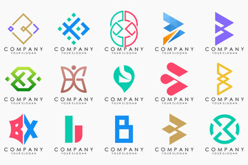 abstract letter B logo icon set. design for business of luxury, elegant, simple.