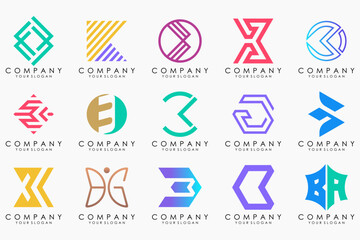 abstract letter B logo icon set. design for business of luxury, elegant, simple.