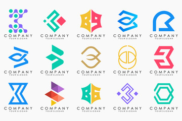 abstract letter B logo icon set. design for business of luxury, elegant, simple.