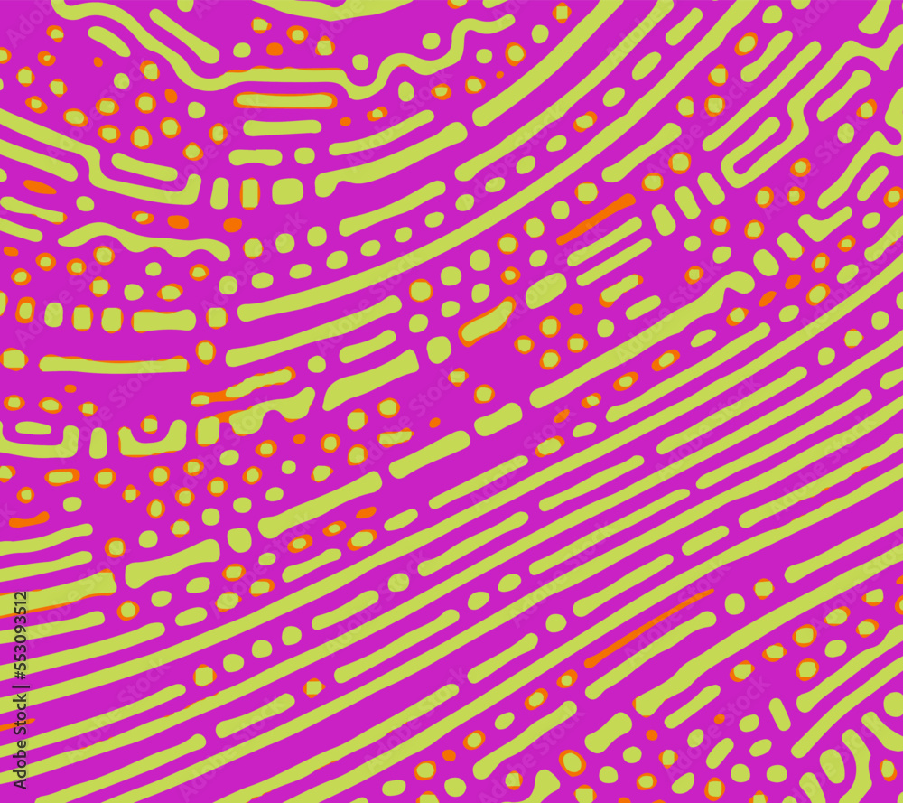 Poster Psychedelic vivid abstract background with a pattern of curved lines.