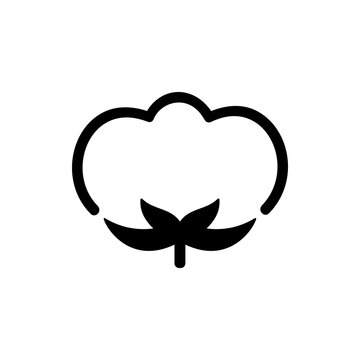 Cotton Flower Icon or Cotton Flower Outline Icon vector on white background. 100% Cotton Icon, Cotton Flower Icon, Ball, Fiber Vector Art Illustration. Cotton Flower Liner symbol.