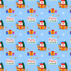 seamless pattern with christmas characters santa and gingerbread 
