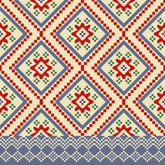 Cross stitch colorful pastel geometric traditional ethnic pattern Ikat seamless pattern abstract design for fabric print cloth dress carpet curtains and sarong Aztec African Indian Indonesian 
