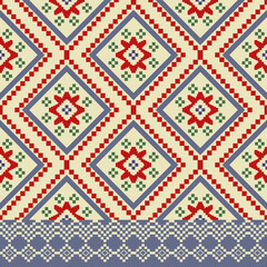 Cross stitch colorful pastel geometric traditional ethnic pattern Ikat seamless pattern abstract design for fabric print cloth dress carpet curtains and sarong Aztec African Indian Indonesian 