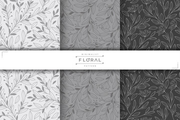 hand drawn minimalist floral pattern collection