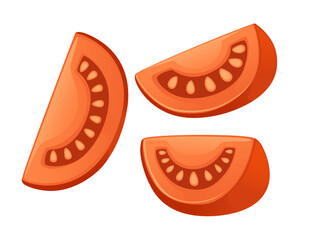 Bright red colored slice of tomatoes vegetable fresh healthy food vector illustration isolated on white background