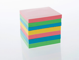 Stack of colorful sticky notes isolated on white background