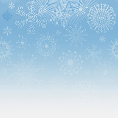 Delicate blue christmas frame with hand drawn vintage snowflakes, vector eps 10