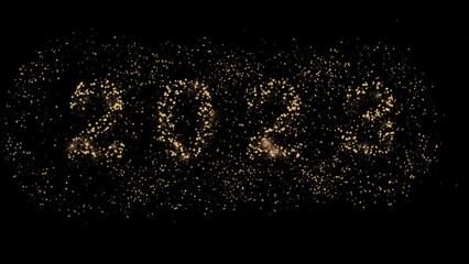 2023 New Year's Eve Fireworks Celebrate with black background. Concept of Merry Christmas and Happy New Year 2023. - Powered by Adobe