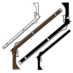 set of matchlock gun weapon collection vector illustration