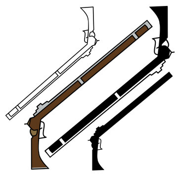 set of matchlock gun weapon collection vector illustration