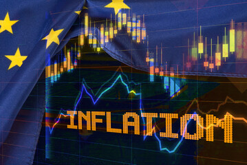 Flagge der Europäischem Union und die Inflation © studio v-zwoelf