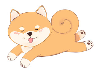 A smiling Shiba cartoon is a resident dog of Japan.