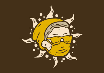 Illustration drawing of men wearing beanie, glasses and medical masks