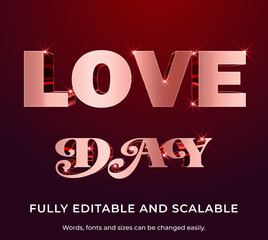 Colorful editable Glassy style effect text love