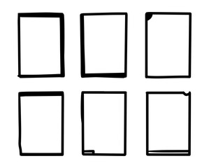 Solid black ink frame collection bundle elements template. Border decoration vector illustration.