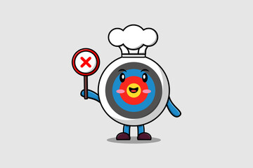 Cute cartoon Archery target chef character sign board vector character illustration