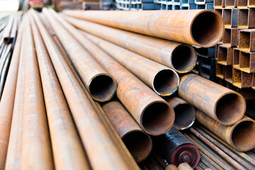 Stack of round metal tubes