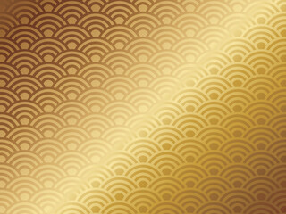 Fototapeta premium 青海波模様の背景 横位置 ゴールド
