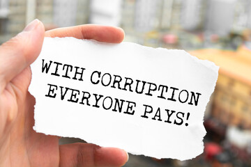 Word writing text With Corruption Everyone Pays