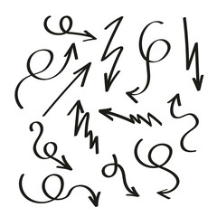 A set of arrows. A sign, a symbol. Vector set on a white background.